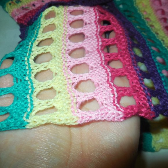 Pullover Sweater NWT  Summer Rainbow Tunic See-through Knit Top - Picture 5 of 7